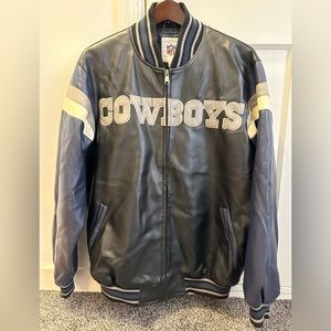 Vintage Dallas Cowboys G III NFL FAUX LEATHER Zip Up Jacket Size Medium Men’s